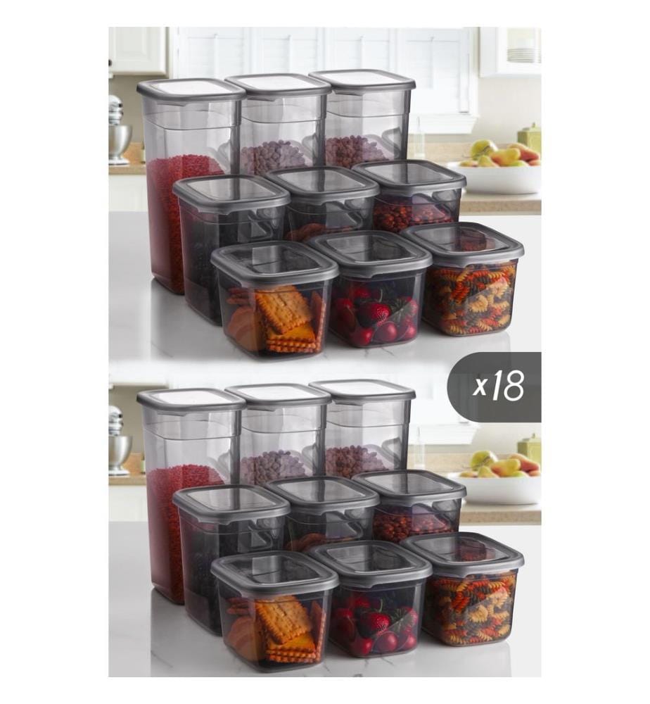 Aufbewahrungsbox-Set, 18-teilig, anthrazit, 100 % KUNSTSTOFF