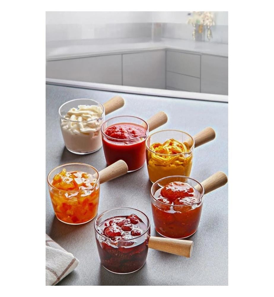 Mug Set, 6 Pieces, Transparent, Wooden, 100% ACRYLIC
