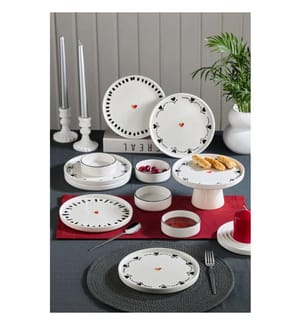 Breakfast Set, 11 Pieces, Black, White, 100% CERAMIC