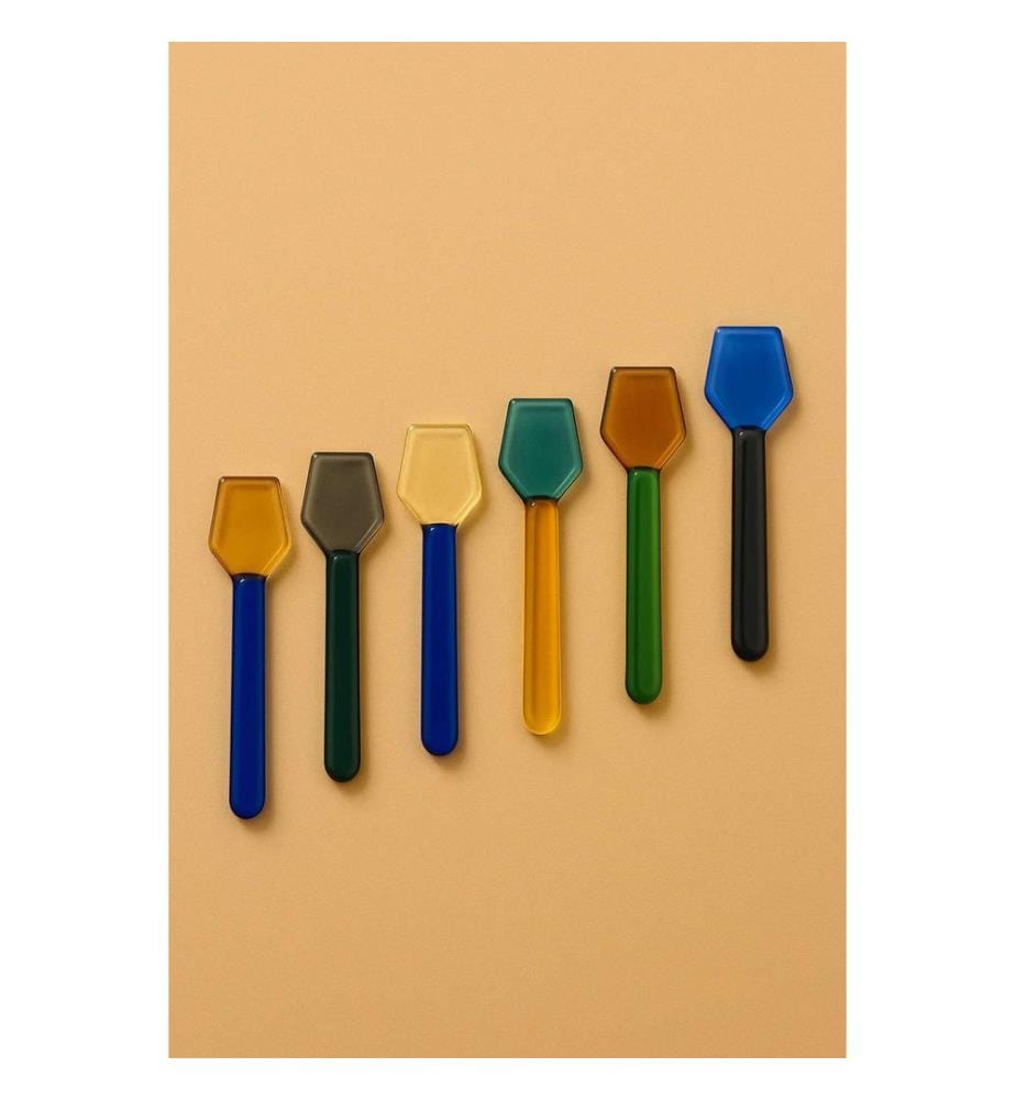 Spoon Set, 6 Pieces, Multicolor, 100% BOROSILICATE GLASS