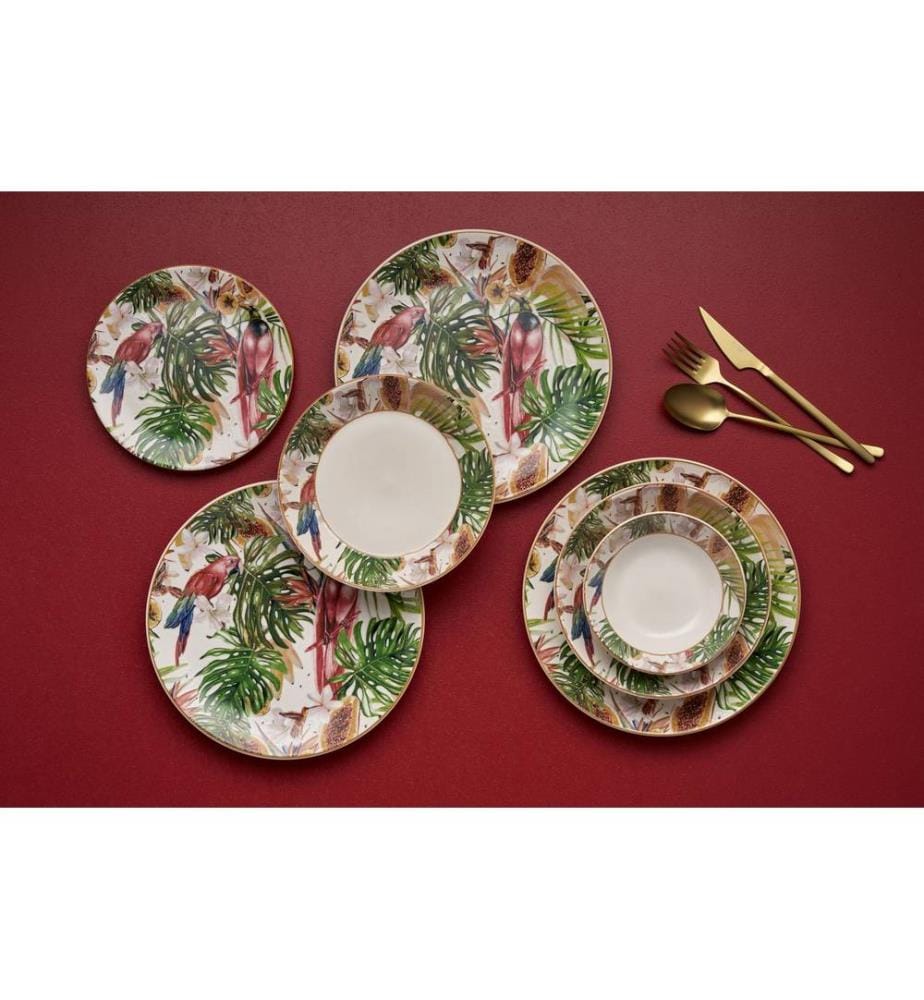 Dinner Set, 24 Pieces, Multicolor, 100% CERAMIC