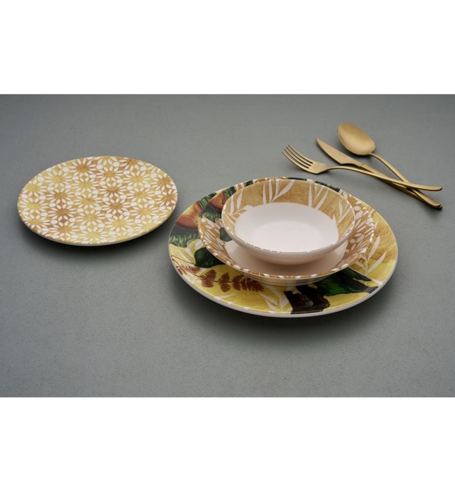 Geschirrset, 24-teilig, gelb, 100 % KERAMIK