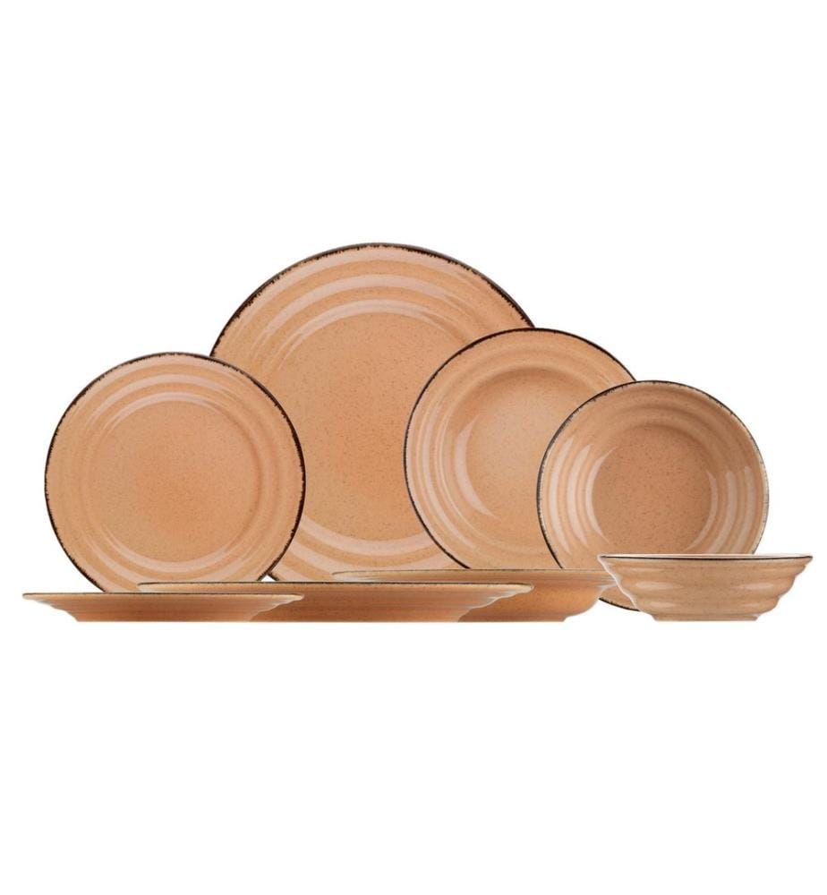 Geschirrset, 24-teilig, Hellrosa, 100 % PORZELLAN