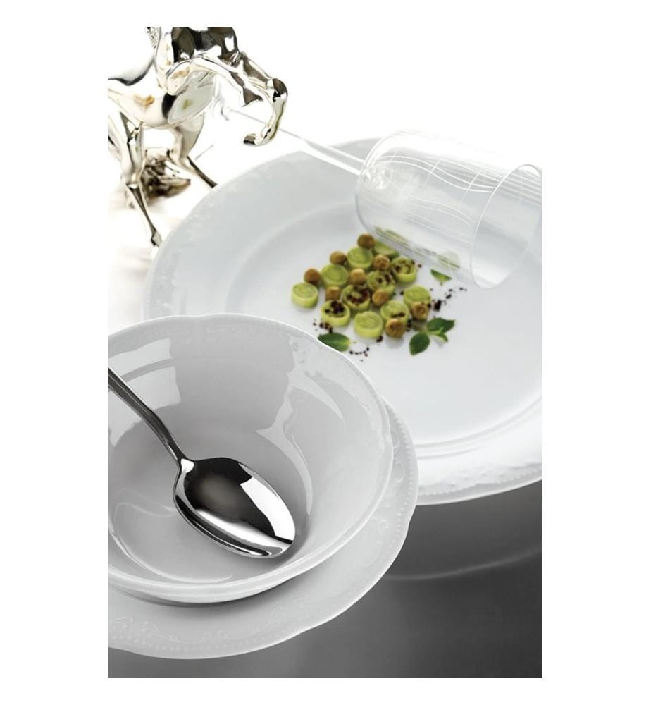 Service de table, 24 pièces, crème, 100 % PORCELAINE