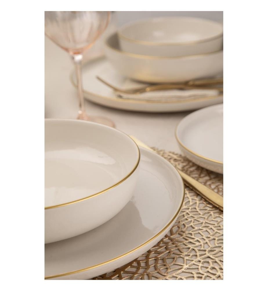 Geschirrset, 8-teilig, cremefarben, 100 % PORZELLAN