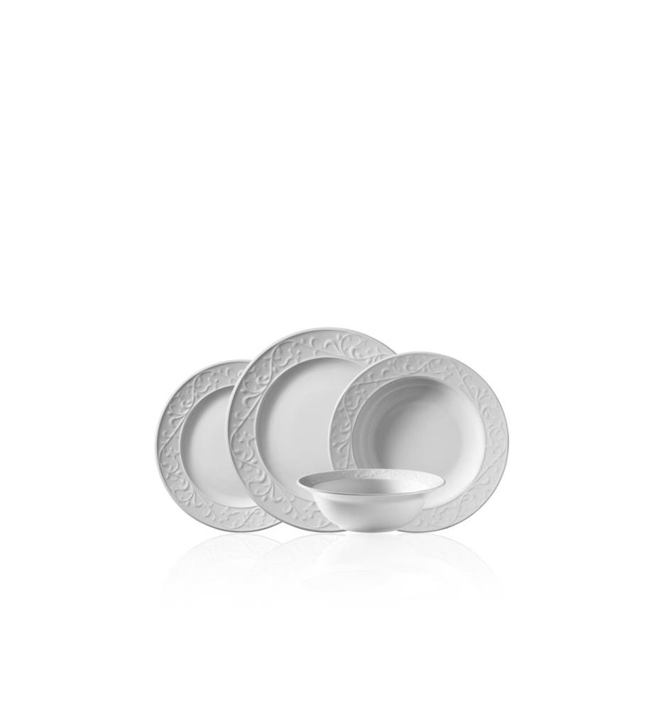 Geschirrset, 24-teilig, weiss, 100 % PORZELLAN