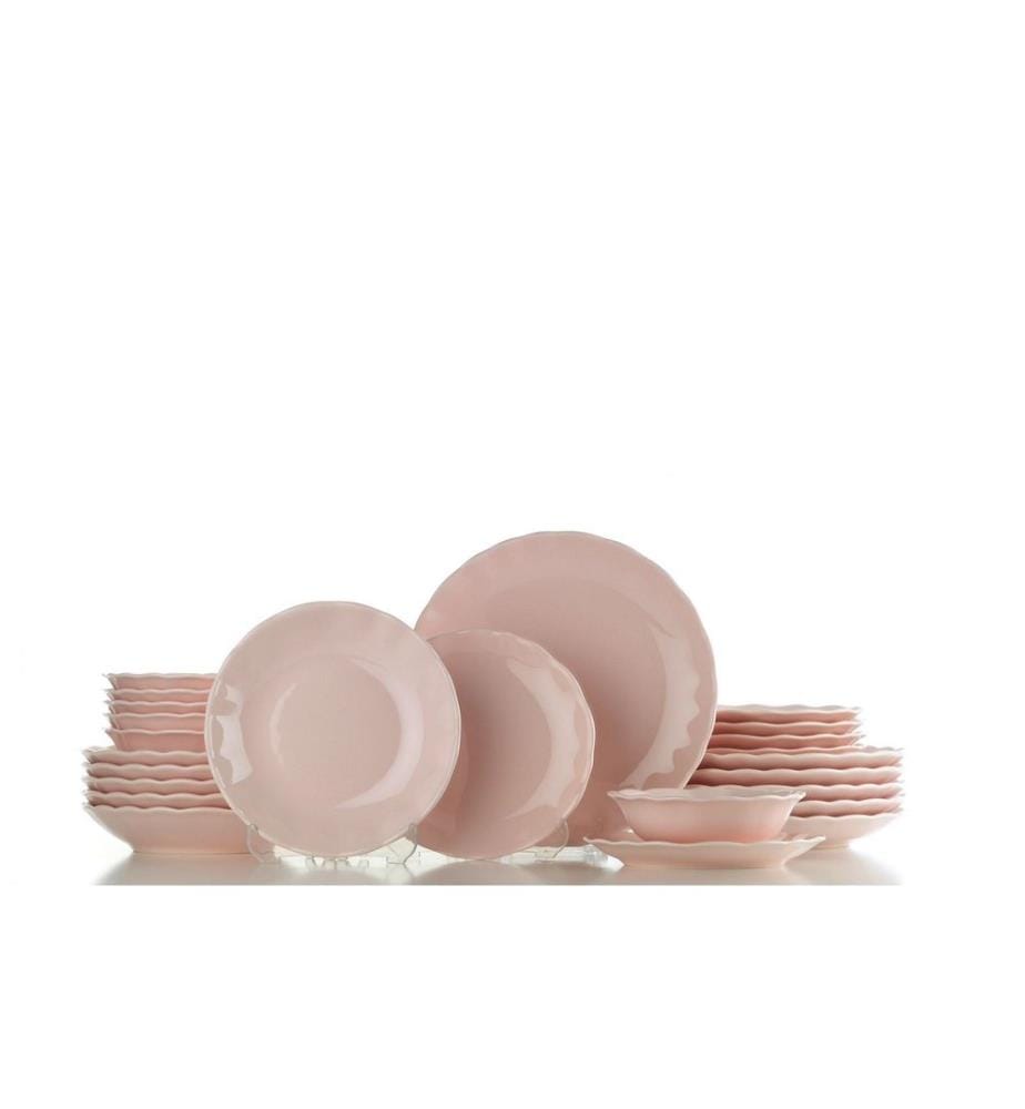 Geschirrset, 24-teilig, puderfarben, 100 % PORZELLAN
