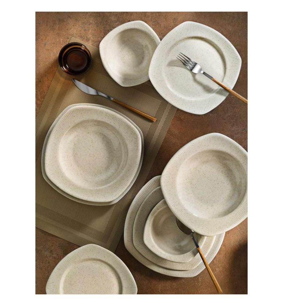 Service de table, 24 pièces, crème cannelle, 100 % PORCELAINE