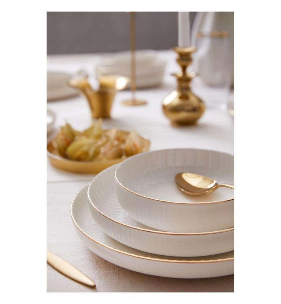 Geschirrset, 18-teilig, goldfarben, 100 % PORZELLAN