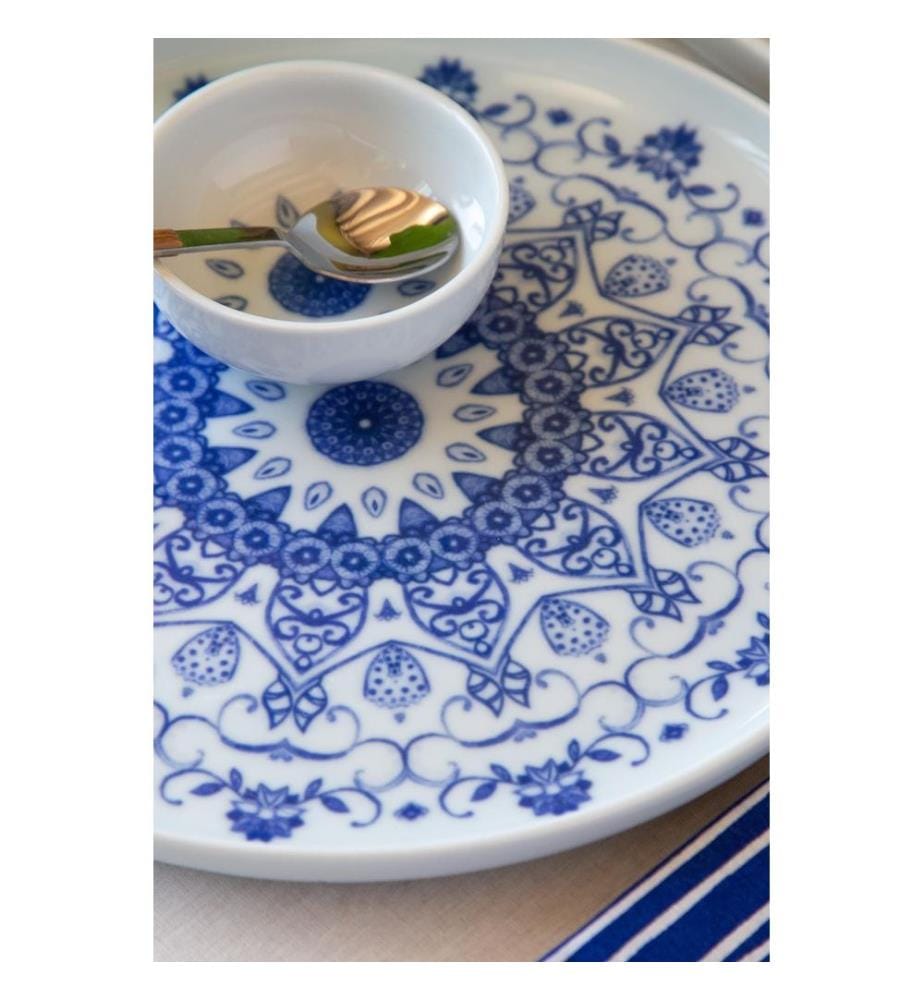 Frühstücksset, 14-teilig, weiss, blau, 100 % PORZELLAN
