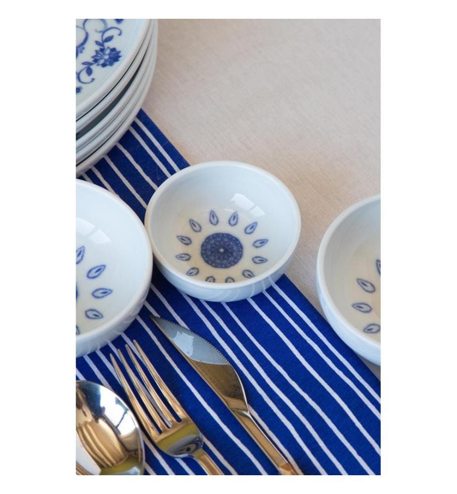 Frühstücksset, 14-teilig, weiss, blau, 100 % PORZELLAN