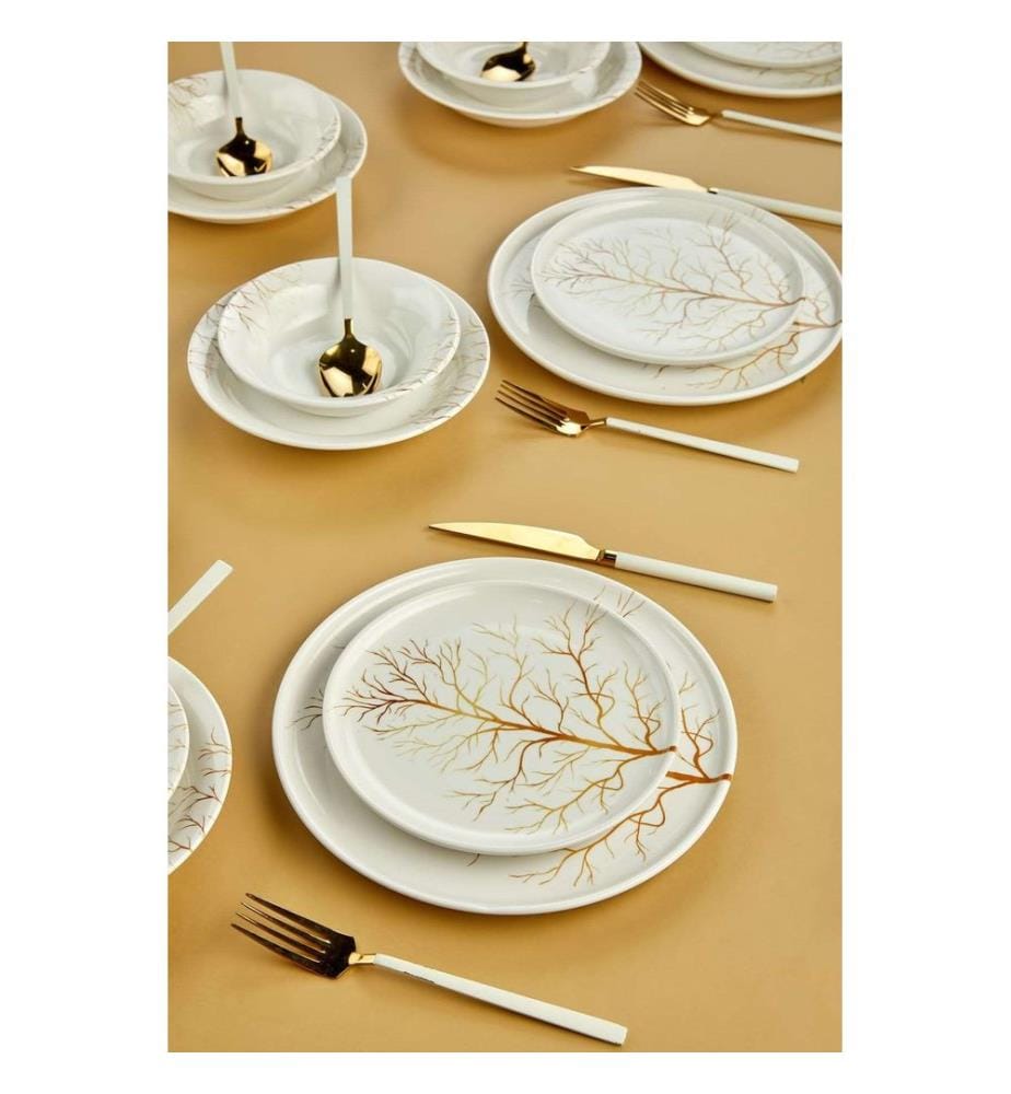 Geschirrset, 24-teilig, Weissgold, 100 % KERAMIK
