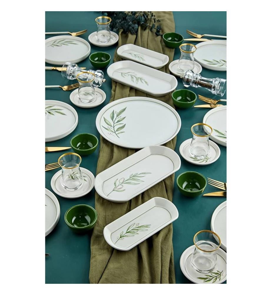 Frühstücksset, 23-teilig, weiss, grün, hellgrün, 100 % KERAMIK