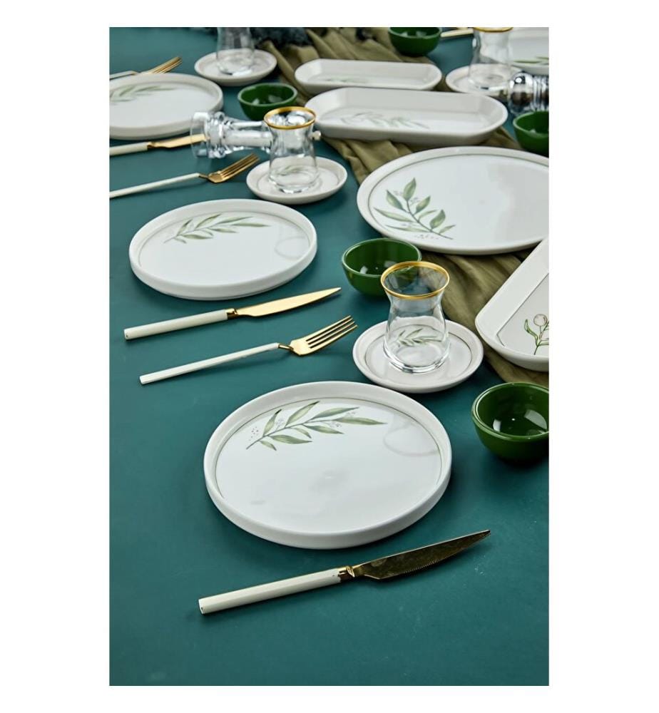 Frühstücksset, 23-teilig, weiss, grün, hellgrün, 100 % KERAMIK