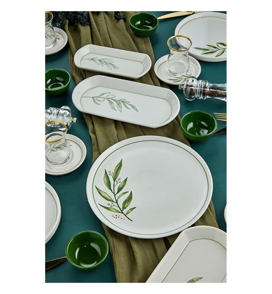 Frühstücksset, 23-teilig, weiss, grün, hellgrün, 100 % KERAMIK
