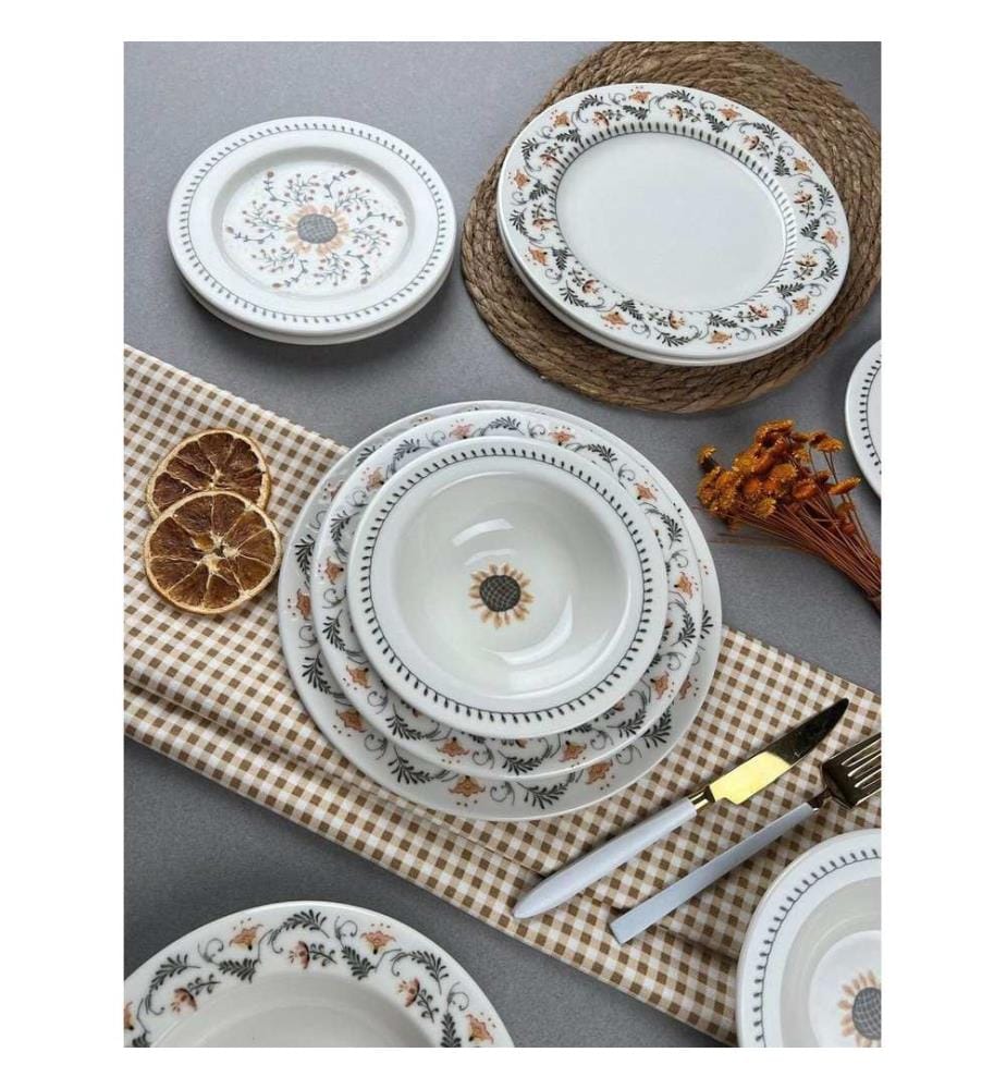 Dinner Set, 24 Pieces, Multicolor, 100% PORCELAIN