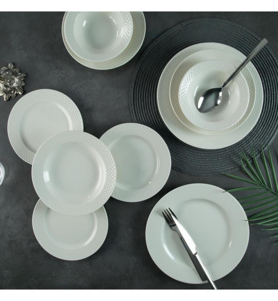 Geschirrset, 24-teilig, weiss, 100 % PORZELLAN