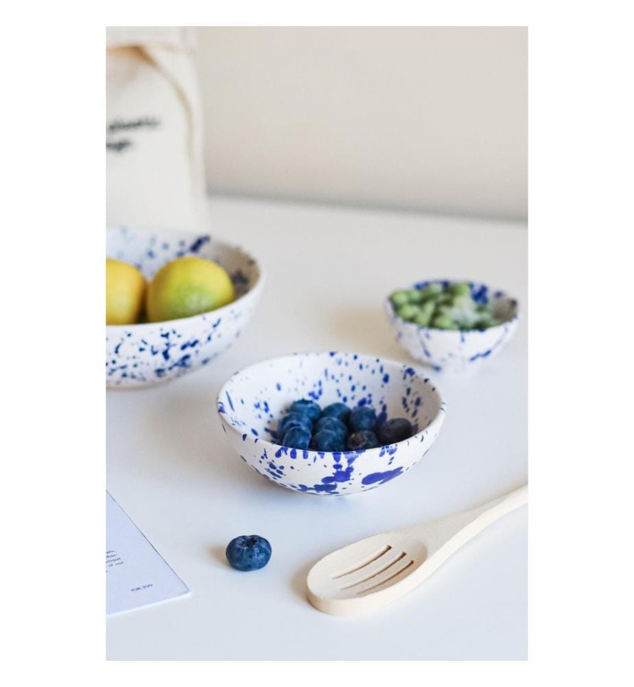 Keramikschale, Marineblau, Weiss, 100 % KERAMIK