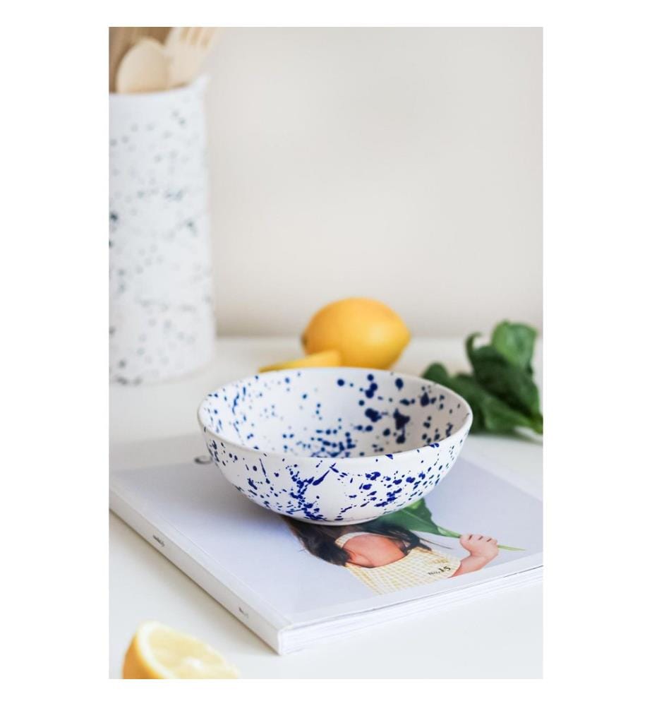 Keramikschale, Marineblau, Weiss, 100 % KERAMIK