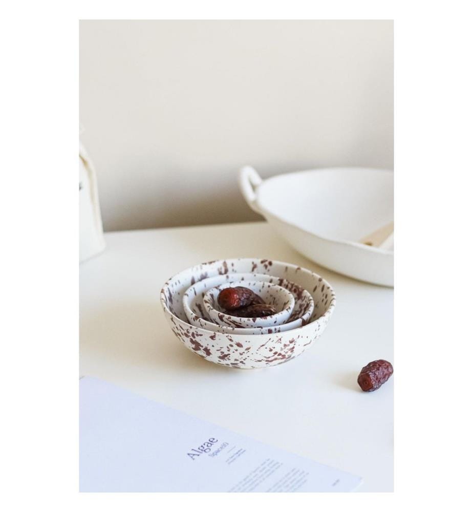 Ensemble de bols en céramique, 3 pièces, marron, blanc, 100 % CÉRAMIQUE