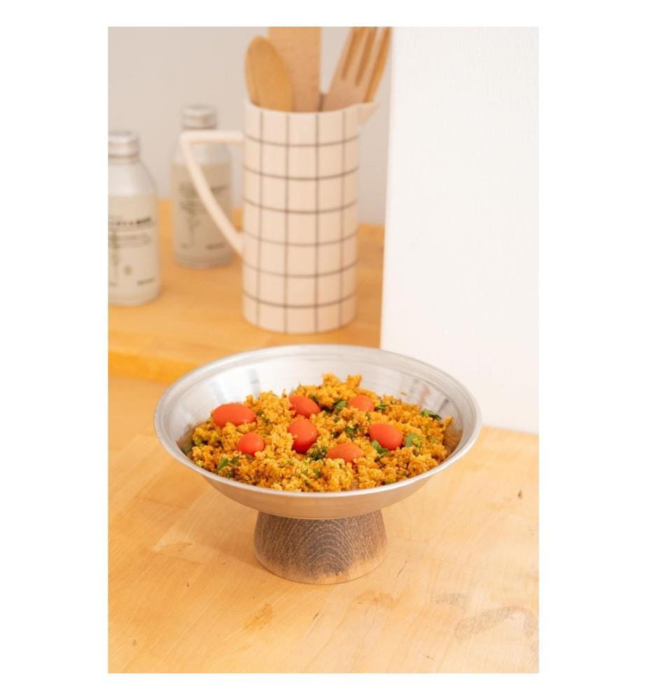 Food Presentation Plate, Silver, Wooden, 100% STAINLESS STEEL