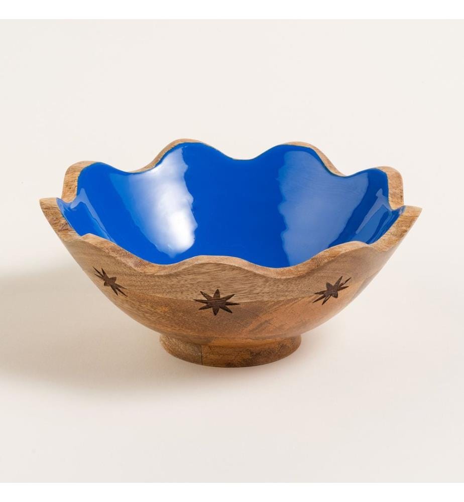 Schale, Marineblau, 100 % Mangoholz