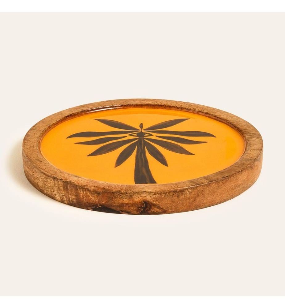 Glass Mat, Black, 100% MANGO WOOD