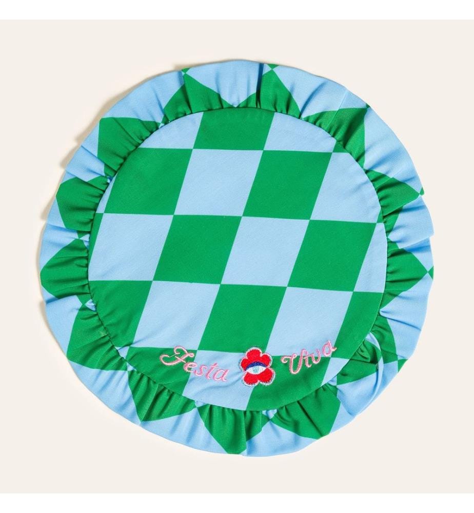 Table Mat, Green, Blue, 100% POLYESTER