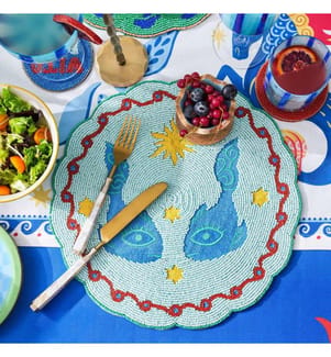 Tischset, blau, 80 % Glas / 20 % Polyester
