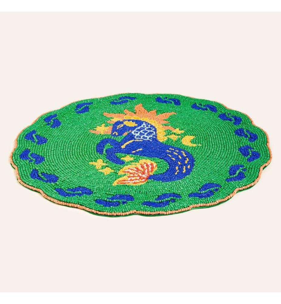 Table Mat, Green, Navy Blue, 90% GLASS / 10% POLYESTER