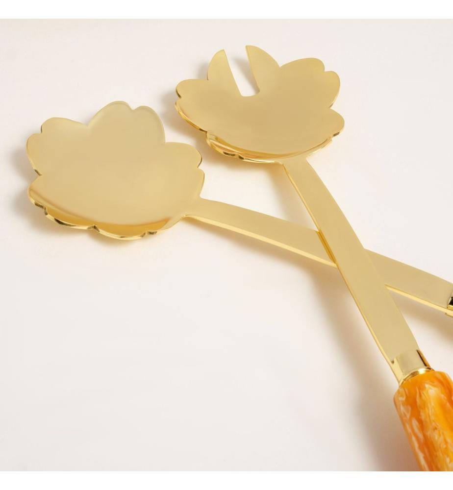 Salad Serving Set, 2 Pieces, Orange, Fuchsia, STAINLESS STEEL / RESIN