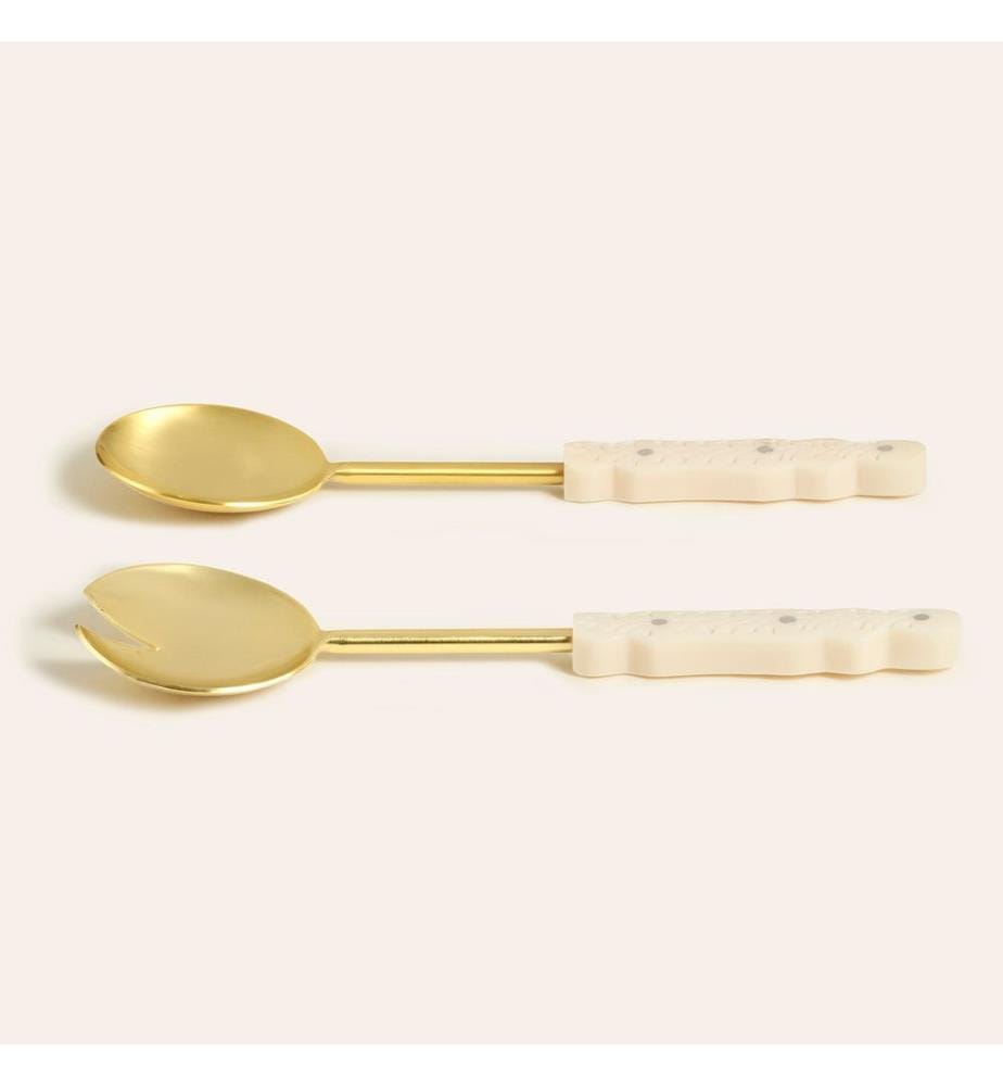 Salad Serving Set, 2 Pieces, Gold, STAINLESS STEEL / RESIN