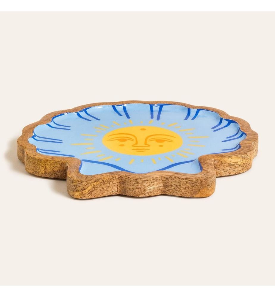 Food Presentation Board, Yellow, Blue, 100% MANGO WOOD