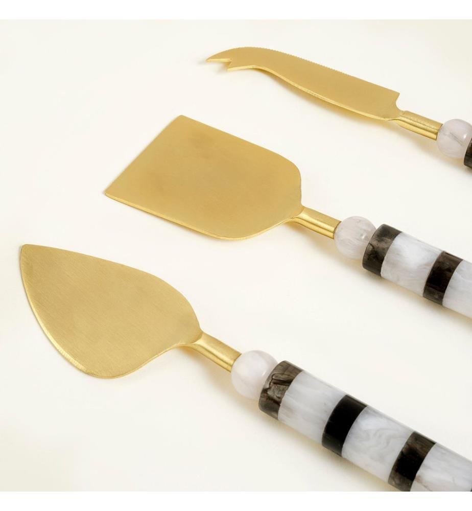 Service Set, 3 Pieces, Black, White, STAINLESS STEEL / RESIN