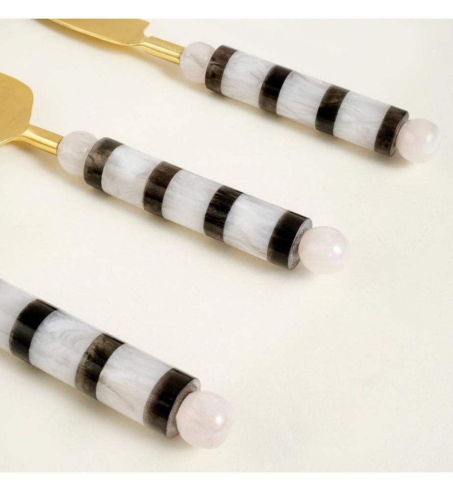 Service Set, 3 Pieces, Black, White, STAINLESS STEEL / RESIN