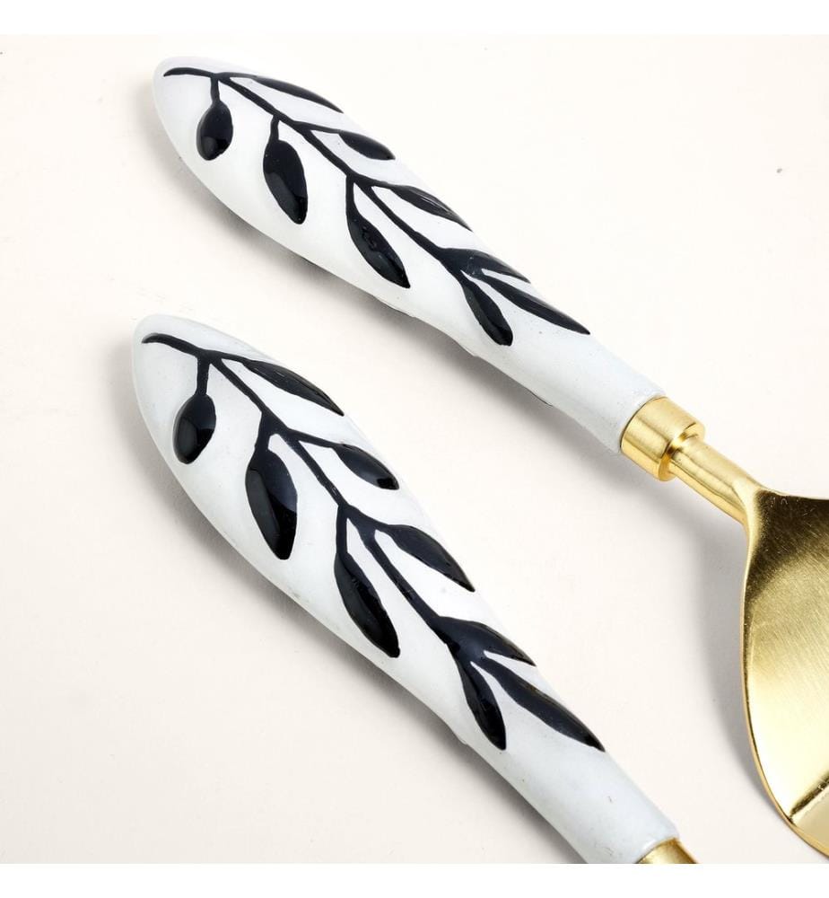 Service Set, 2 Pieces, White, Black, 100% STEEL