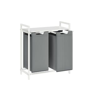 VASAGLE - Corbeille à linge avec tablette 2 x 46 l, Gris/Blanc
