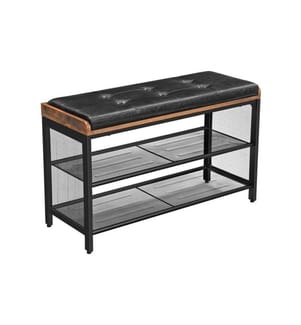 VASAGLE - Schuhregal mit Sitzpolster 80 x 48 cm, Schwarz/Braun
