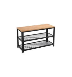 VASAGLE - Schuhregal mit 2 Fächern und Bank 73 x 45 cm, Schwarz/Braun