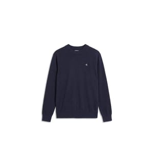 Pull classique en coton monogrammé - Bleu Marine