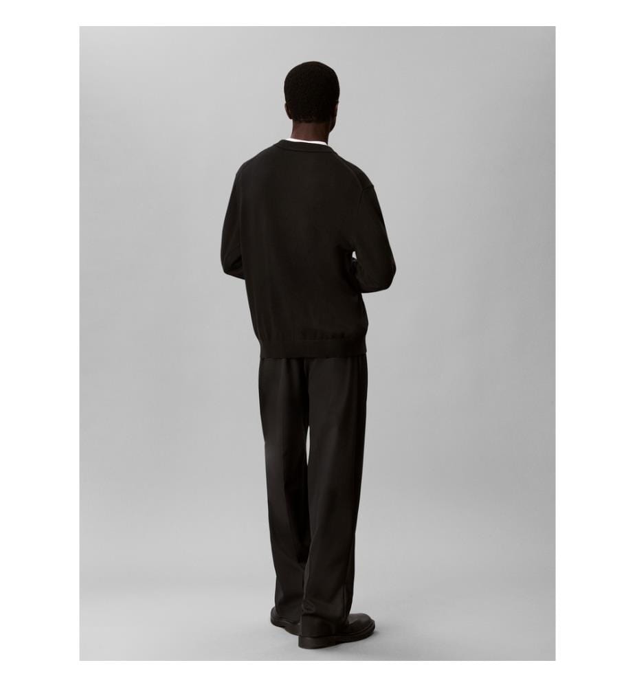 Klassischer Pullover aus Baumwolle mit Monogramm – Schwarz