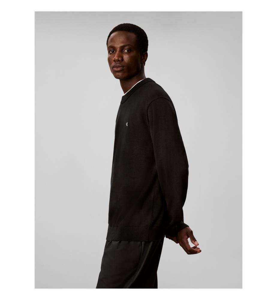 Klassischer Pullover aus Baumwolle mit Monogramm – Schwarz