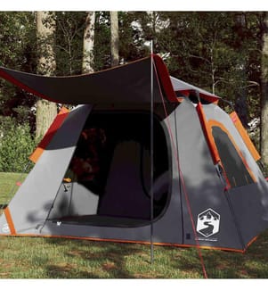 Kuppel-Campingzelt 4 Personen Grau und Orange Quick Release