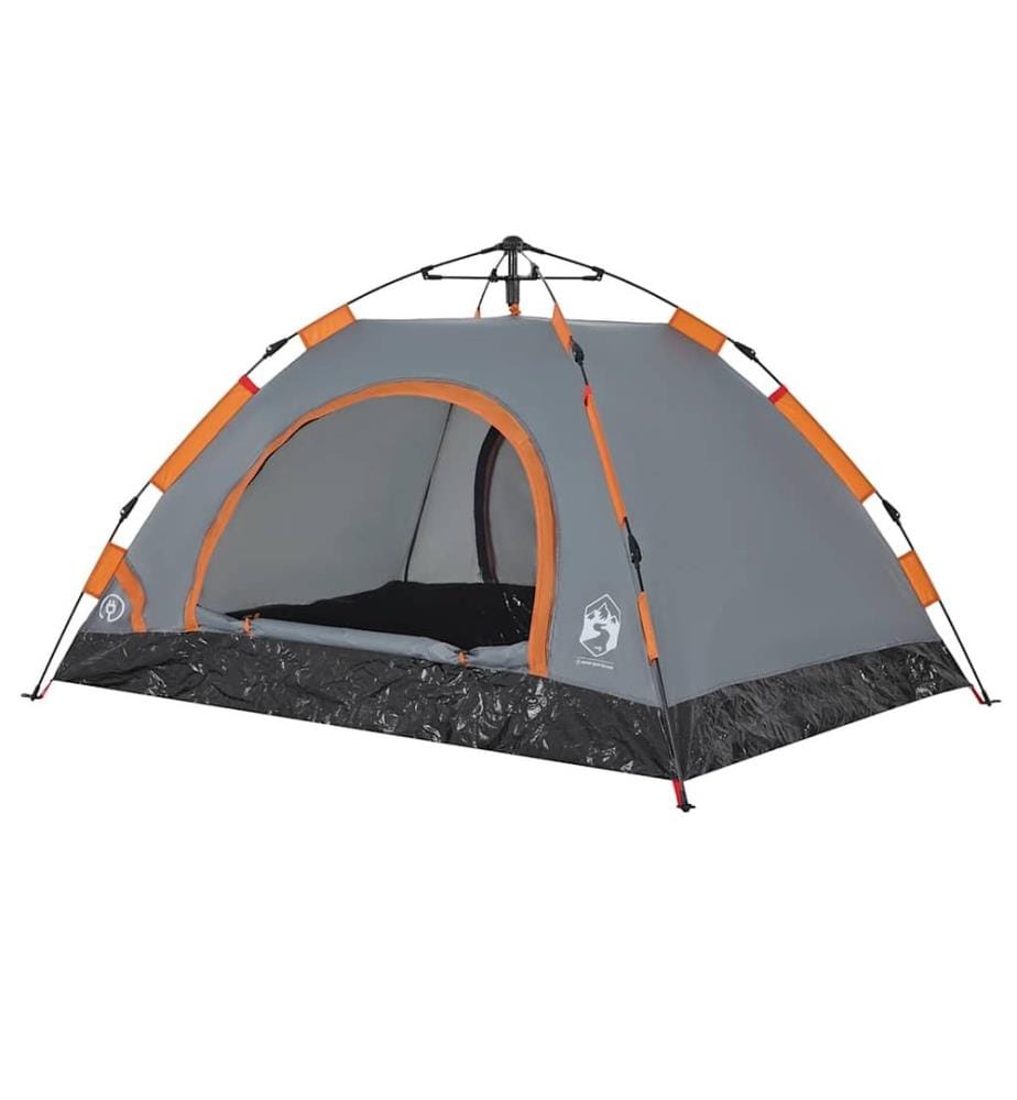 Campingzelt 2 Personen Grau und Orange Quick Release