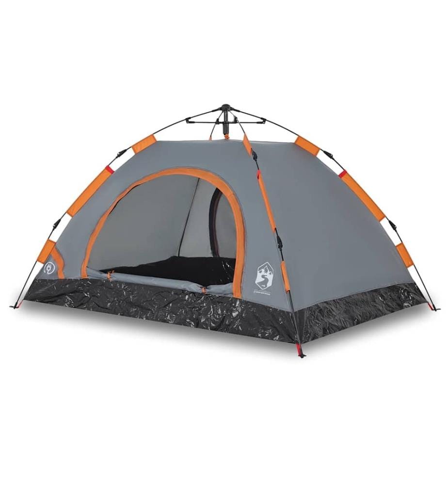 Campingzelt 4 Personen Grau und Orange Quick Release