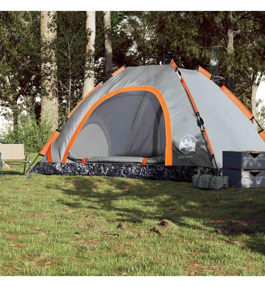 Campingzelt 5 Personen Grau und Orange Quick Release