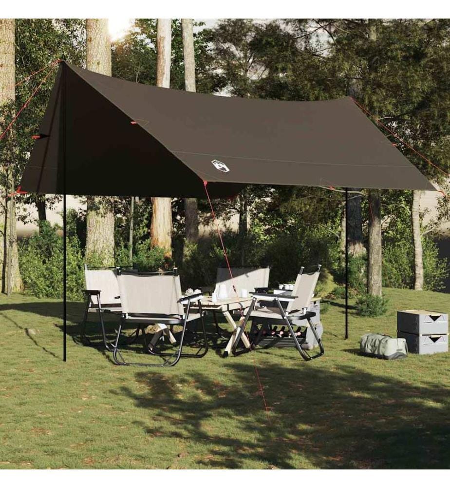 Bâche de camping marron 438x376x212 cm imperméable