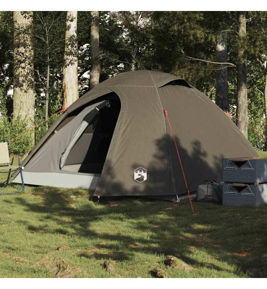 Tente de camping à dôme 3 personne marron imperméable