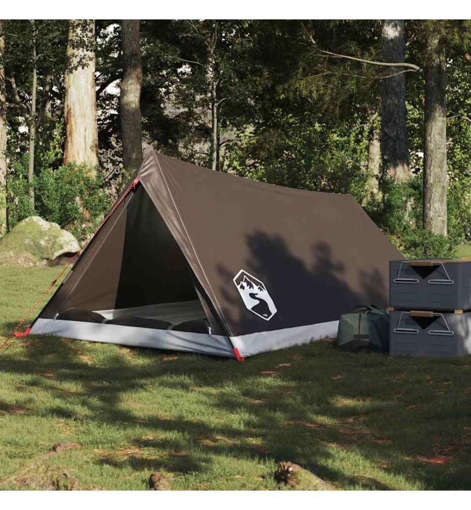 Tente de camping 2 personnes marron imperméable