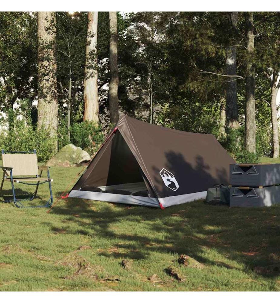 Tente de camping 2 personnes marron imperméable